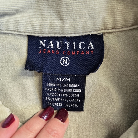 Nautica Jeans Co vintage corduroy 90s y2k zip up jacket beige sz M - Picture 3 of 10